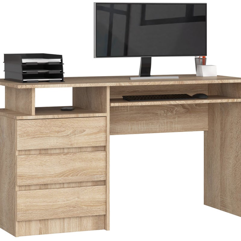Biurko AKORD CLP Dąb Sonoma 135 cm 3 szuflady kolor Dąb Sonoma mat 2 półki 135x60x77 cm