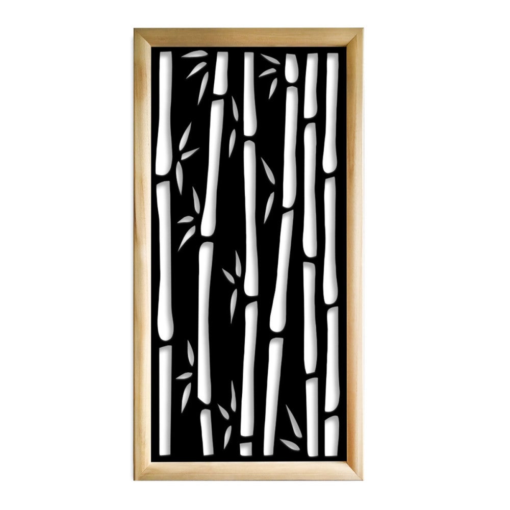 BAMBOO - Prostokątne moduły dekoracyjne z drewna i PVC - Rozmiar 73x148 cm - Grubość 64 mm - Kolor wewnętrzny CZARNY