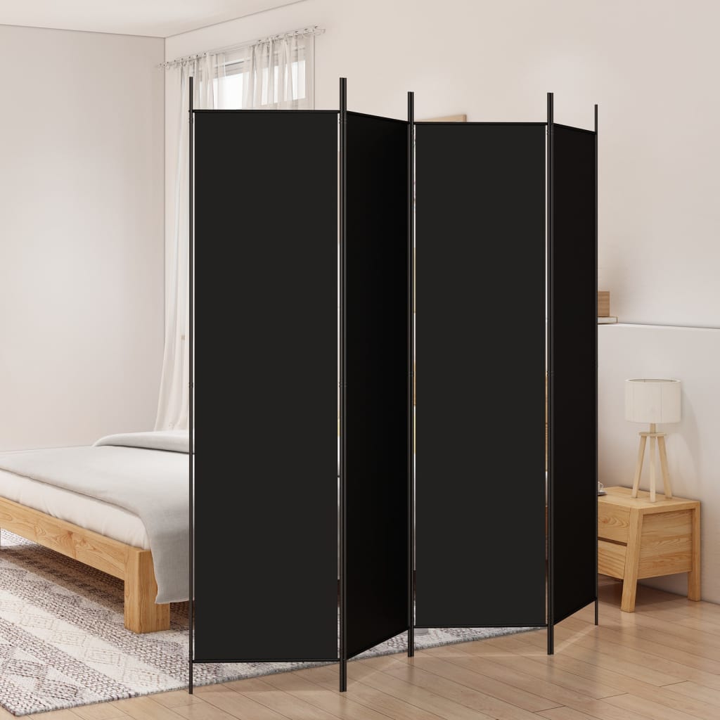 Parawan 4-panelowy, czarny, 200x200 cm, tkanina vidaXL