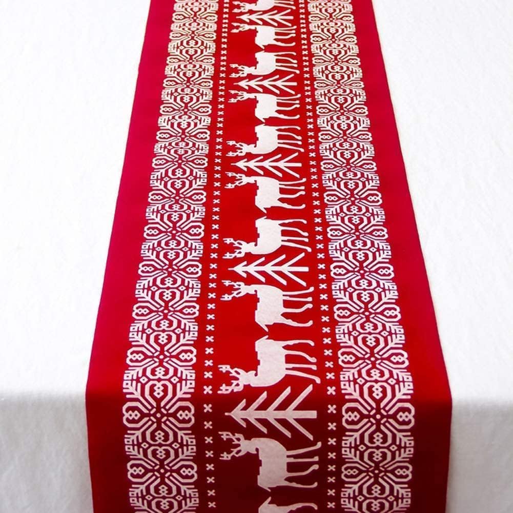 Bieżnik świąteczny z bawełny i lnu, dekoracja świąteczna, zmywalny obrus imprezowy, 33 x 183 cm