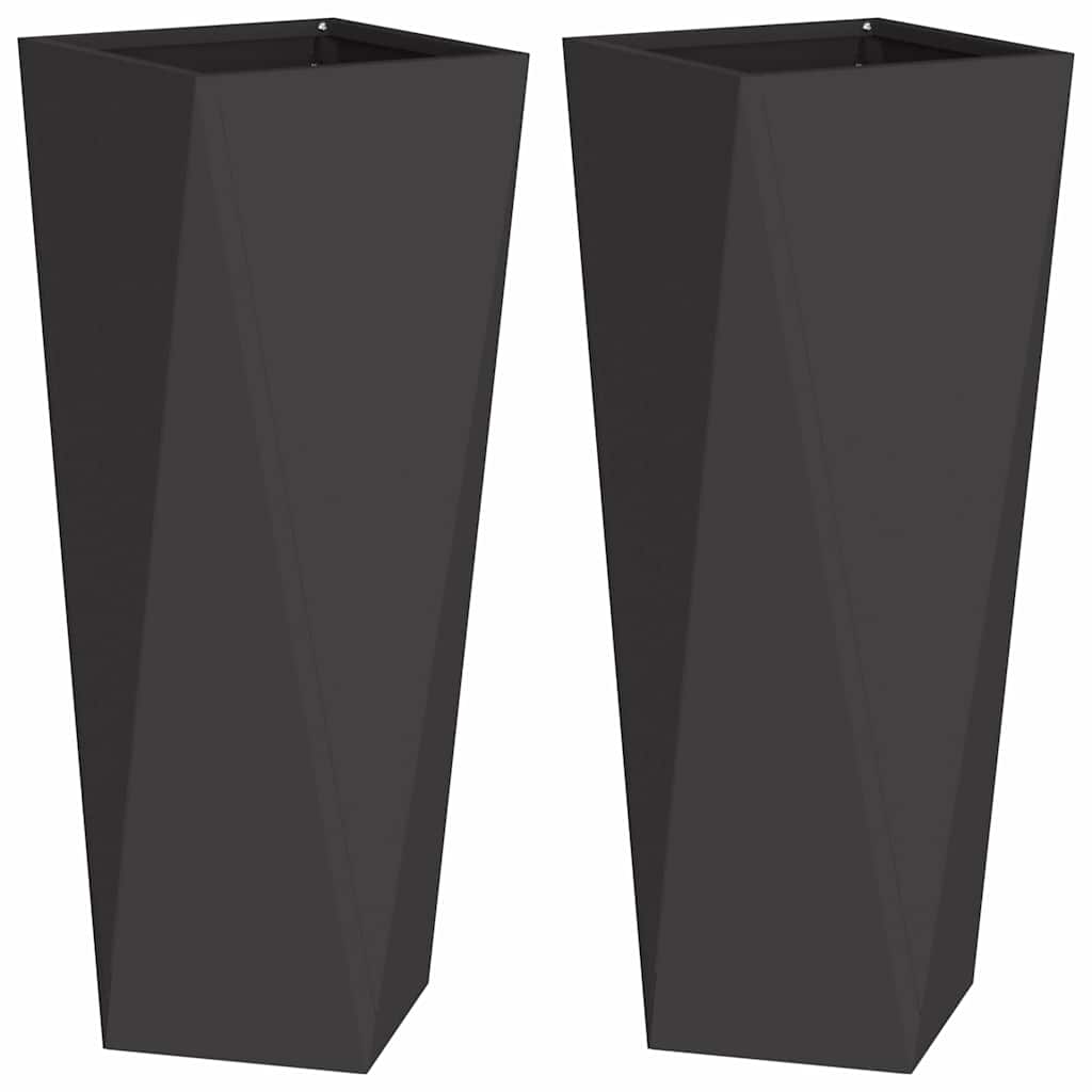 Donica 2 szt. Czarny 30 x 30 x 75 cm Stal