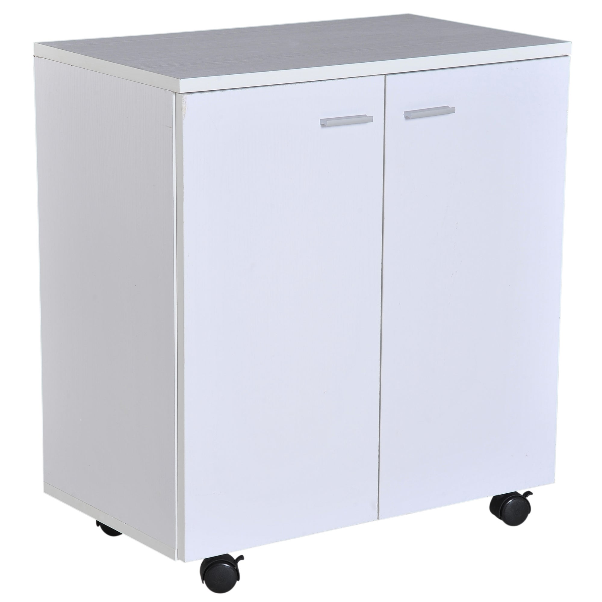 Drewniany TV Szafka Mobile Meble z Kółka i 2 Drzwi Console Szuflada 60x35x65cm
