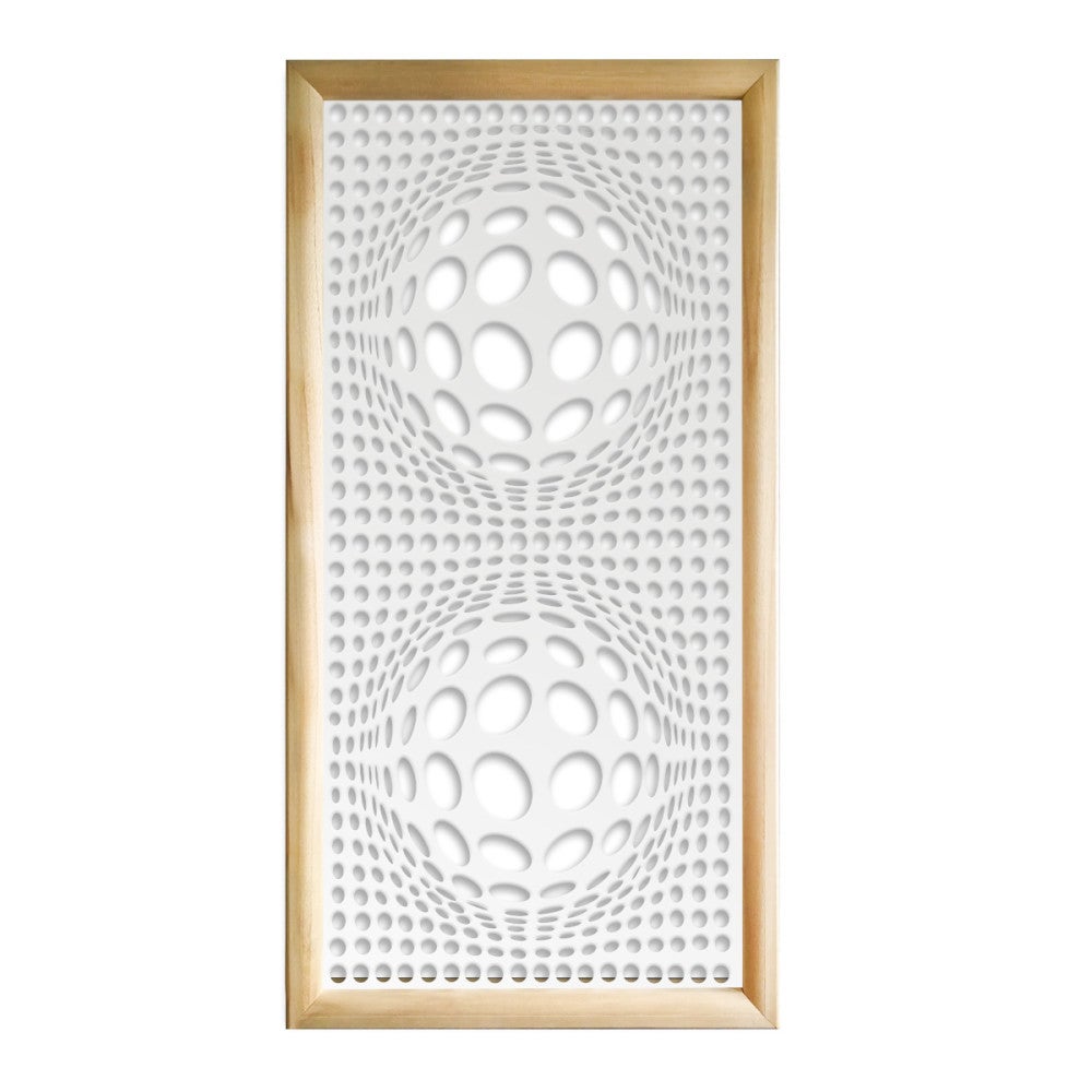 BALLS - Prostokątne moduły dekoracyjne z drewna i PVC - Rozmiar 73x148 cm - Grubość 64 mm - Kolor wewnętrzny BIAŁY