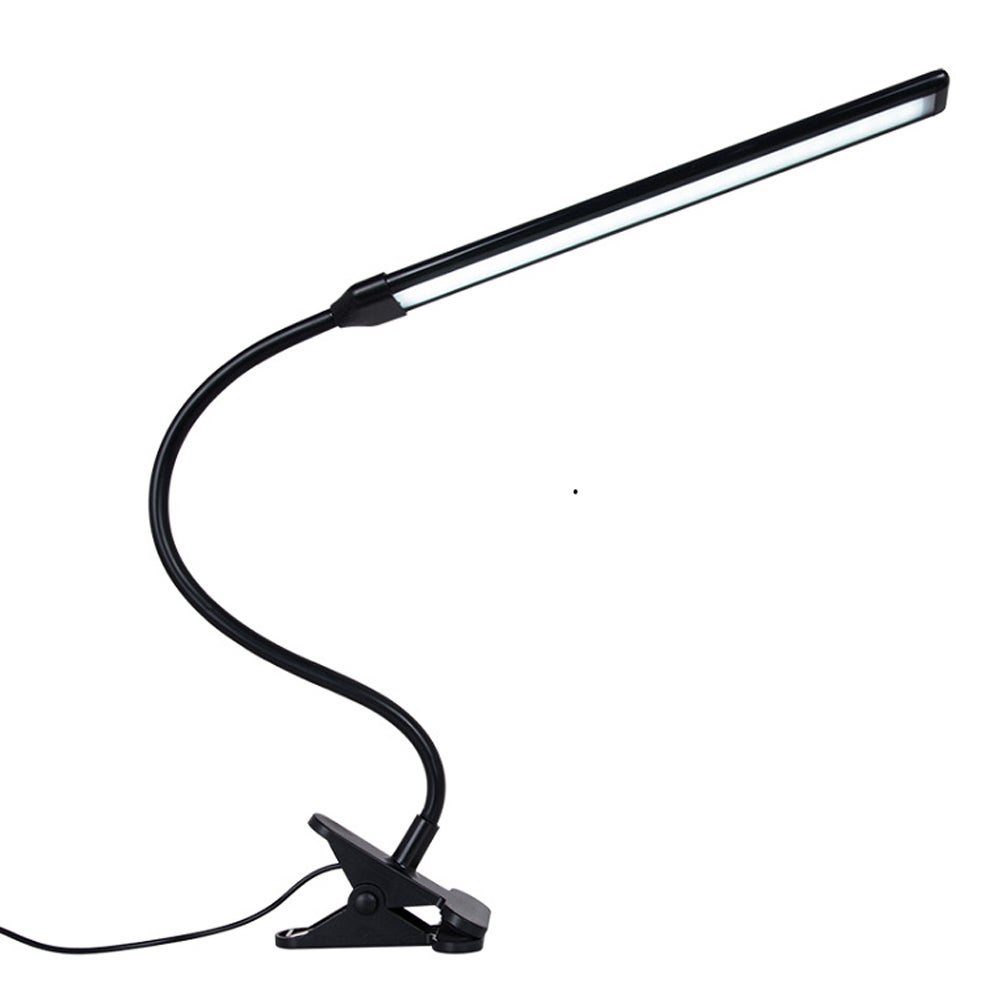 Regulowana lampka do czytania LED, mała lampka stołowa, lampka nocna z klipsem USB, idealna na biurko, zagłówek, stół warsztatowy i sztalugę (czarna)