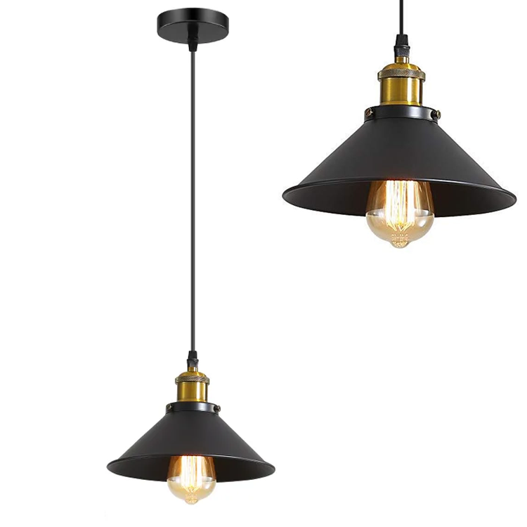 Lampa wisząca w stylu industrialnym, metalowa, plafon, lampy wyspowe, lampy wiszące z żarówką, ciepłe światło 3000K, regulowana wysokość, φ22cm
