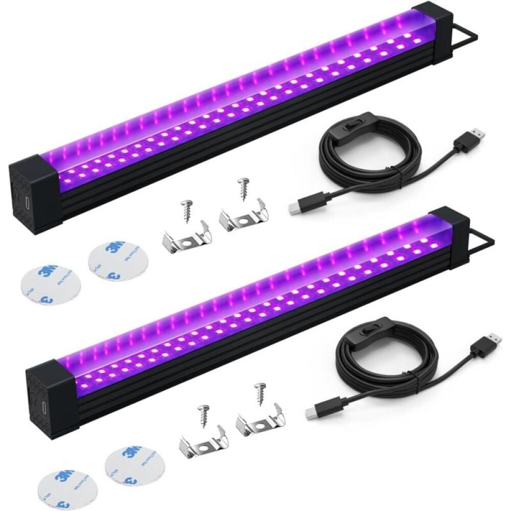 Zestaw 2 projektorów LED 10 W, światło czarne UV 395 nm, idealne do dekoracji na Halloween, na scenę i na imprezy tematyczne