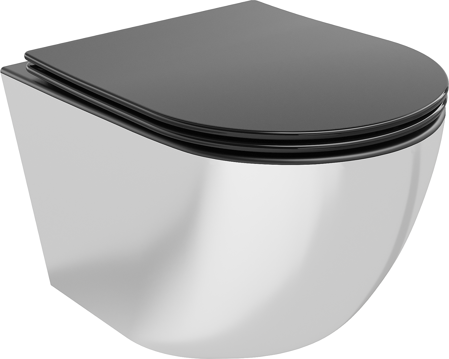 Mexen Lena miska wc Rimless z deską wolnoopadającą slim, duroplast, czarna mat/srebrna - 30224074