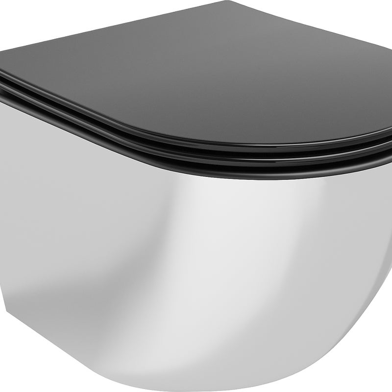 Mexen Lena miska wc Rimless z deską wolnoopadającą slim, duroplast, czarna mat/srebrna - 30224074
