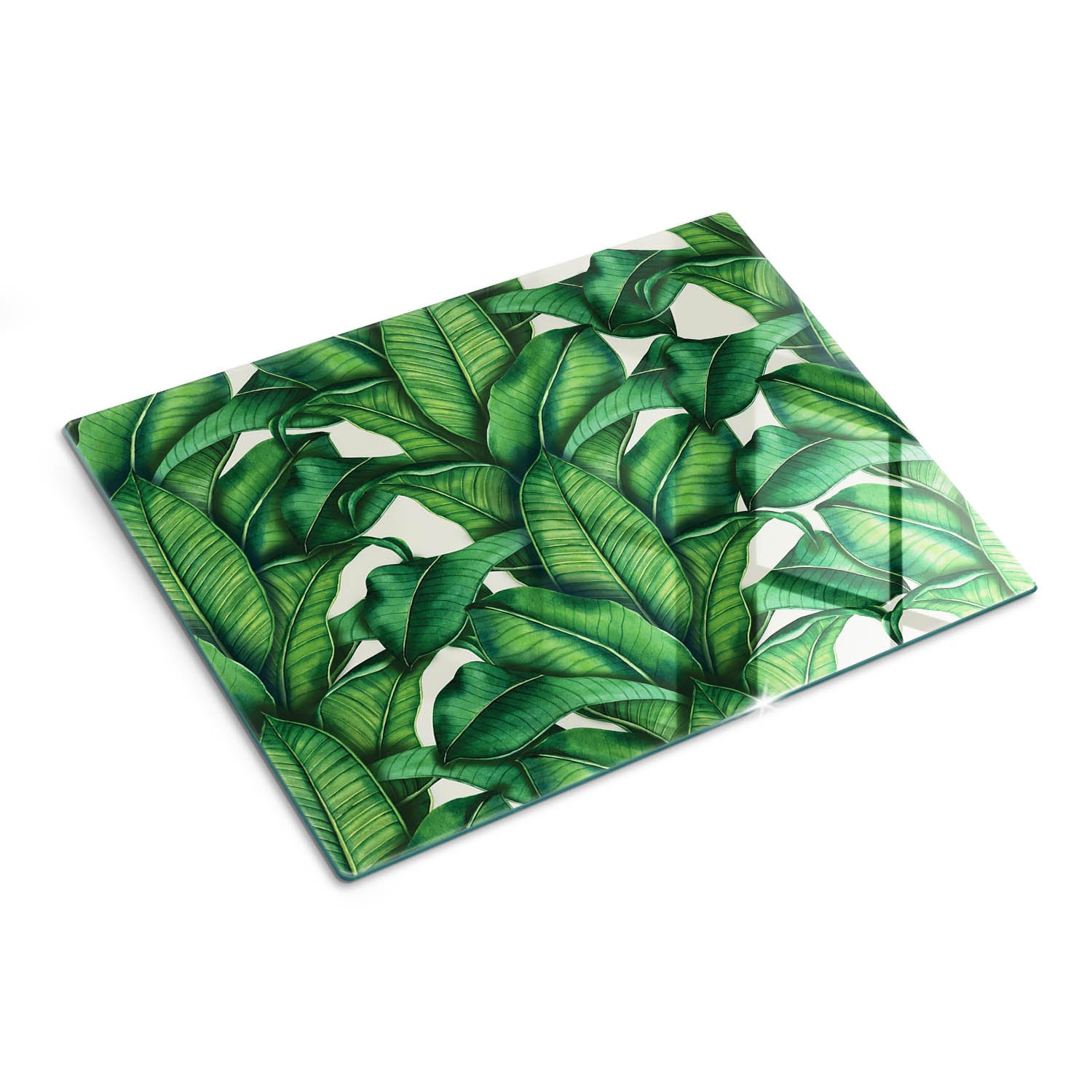 Deska do krojenia ze szkła hartowanego z grafiką - Liście Bananowe - 30x40 - Tulup