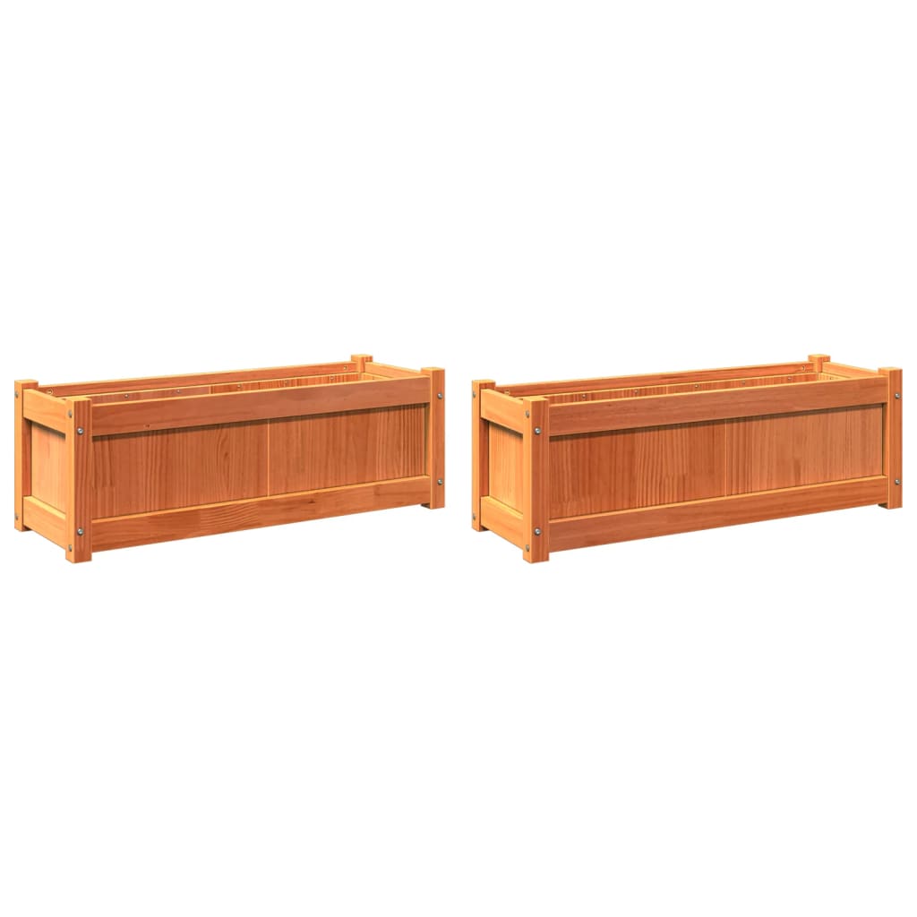 2x Donica Ogrodowa Drewniana z Litej Sosny Woskowy Brąz