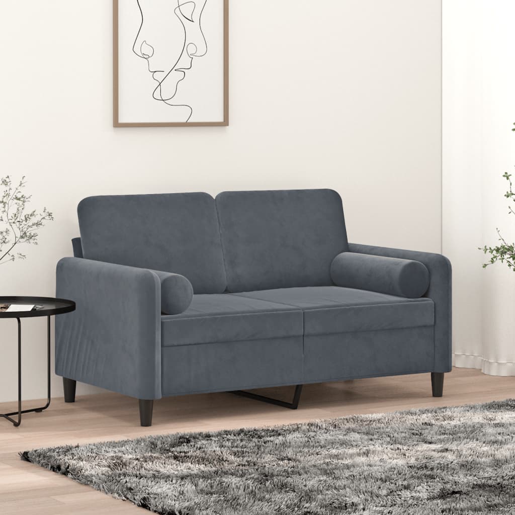 Poduszki ozdobne, 2 szt., ciemnoszare, Ø15x50 cm, aksamit vidaXL