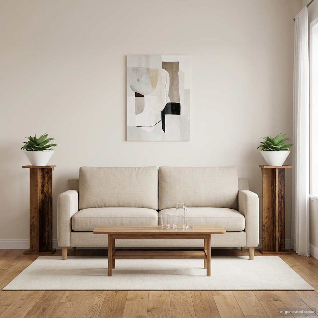 Stojak na rośliny 2 pcs Stare drewno 25 x 25,5 x 80,5 cm vidaXL