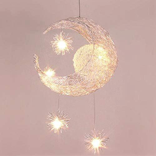 Lampa wisząca LED Moon and Star, aluminiowa lampa sufitowa z 5 żarówkami do pokoju dziecięcego (białe światło)