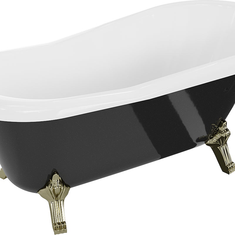 Mexen Retro wanna wolnostojąca 150 x 73 cm, biała/czarna, nogi złote - 53251507375-50