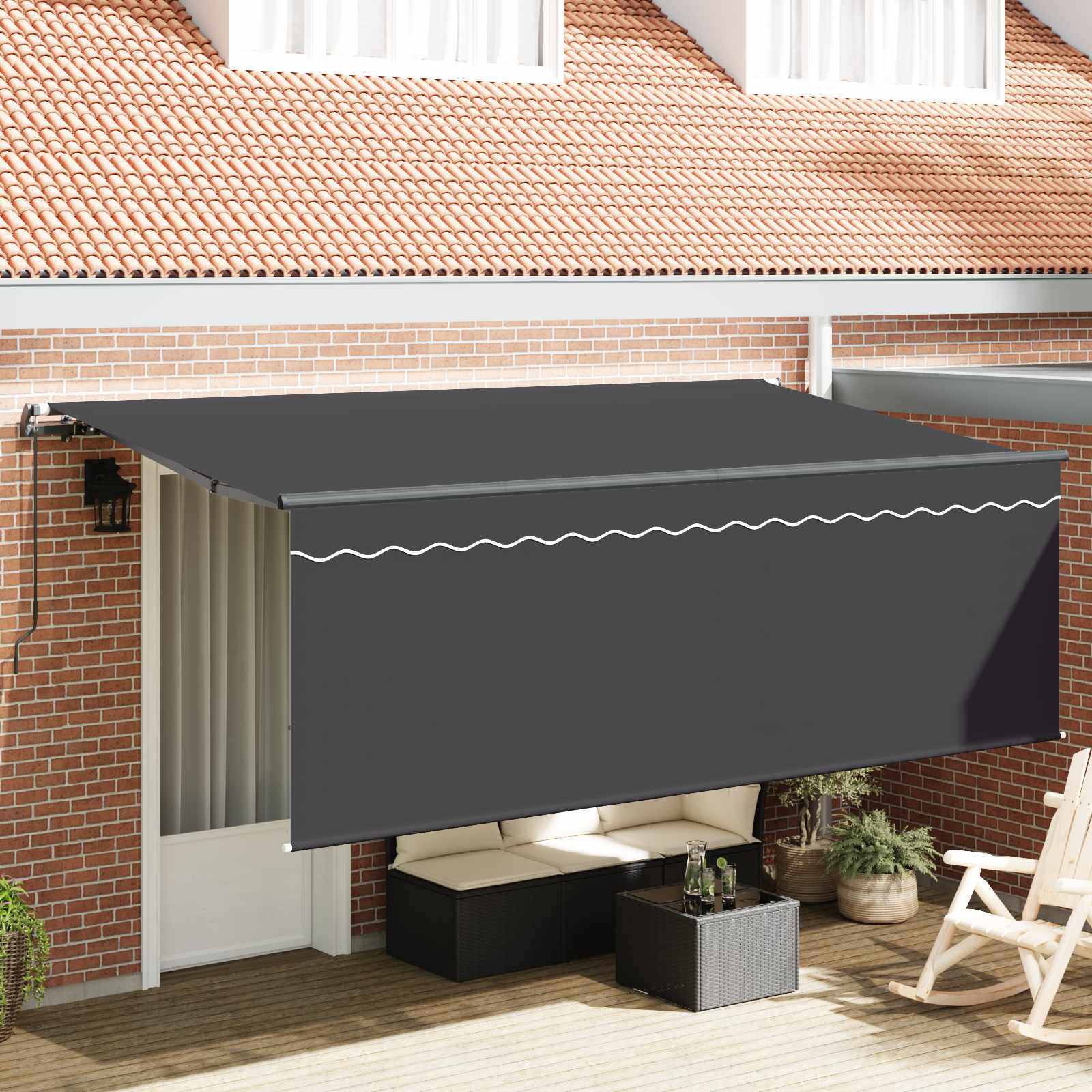 Markiza zwijana Antracyt 350 x 200 cm Poliester i aluminium vidaXL