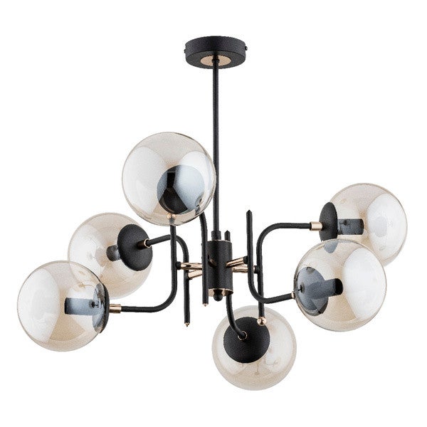 Lampa wisząca MALTA czarna-stare złoto 6 x E14 x 10W wym: 52 x 62 x 62 cm Alfa