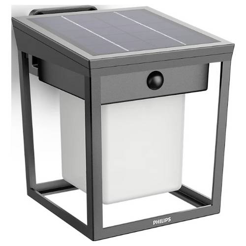 Kinkiet Ogrodowy Lampa Solarna LED 1.5W 250lm 3000K Ciepła biel IP44 z Czujnikiem Ruchu i Zmierzchu Antracyt Philips