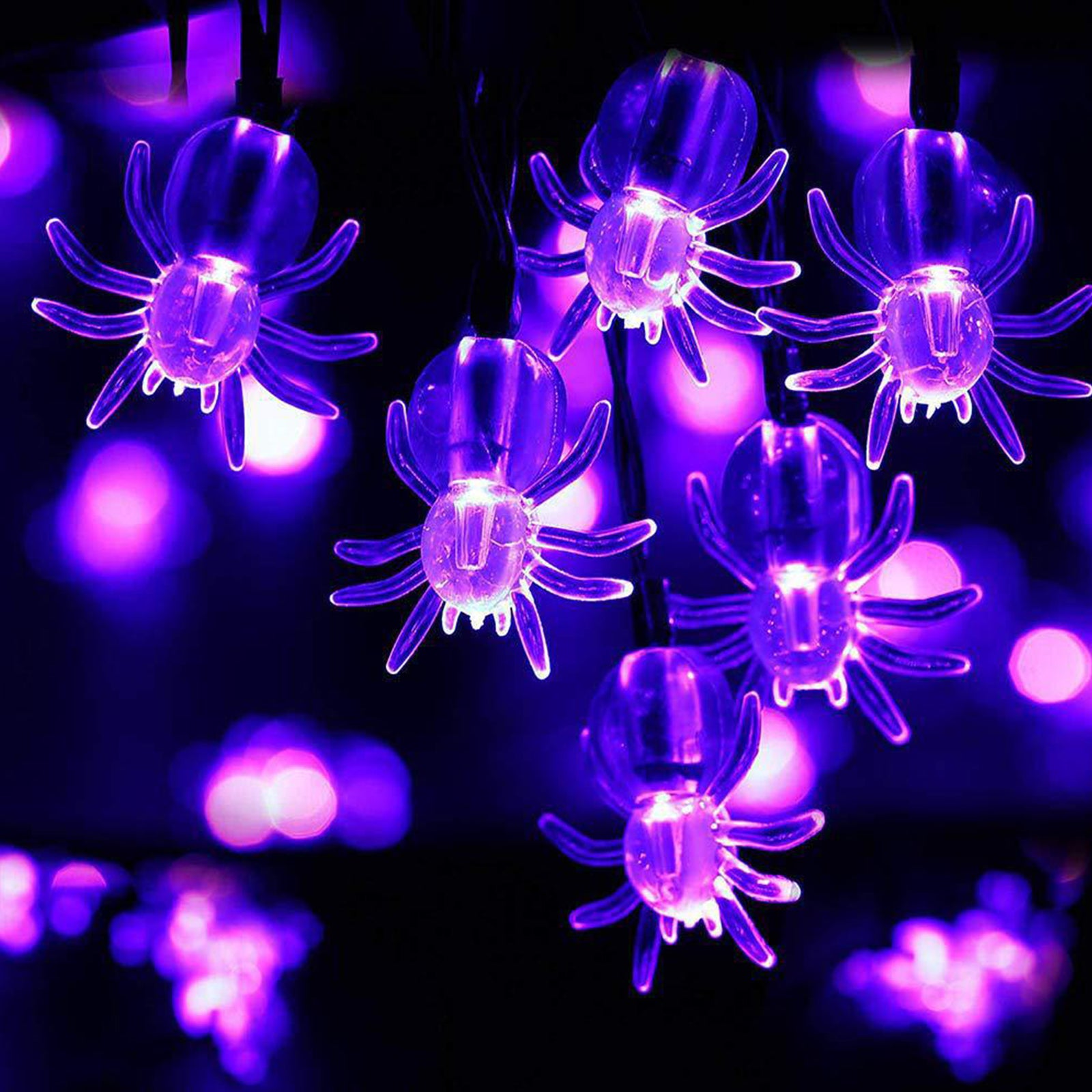 10FT 20LEDs Halloween lampki sznurkowe Spider w kształcie dekoracyjny wiszący światła wodoodporny fioletowy światło zasilany bateriami Lighting