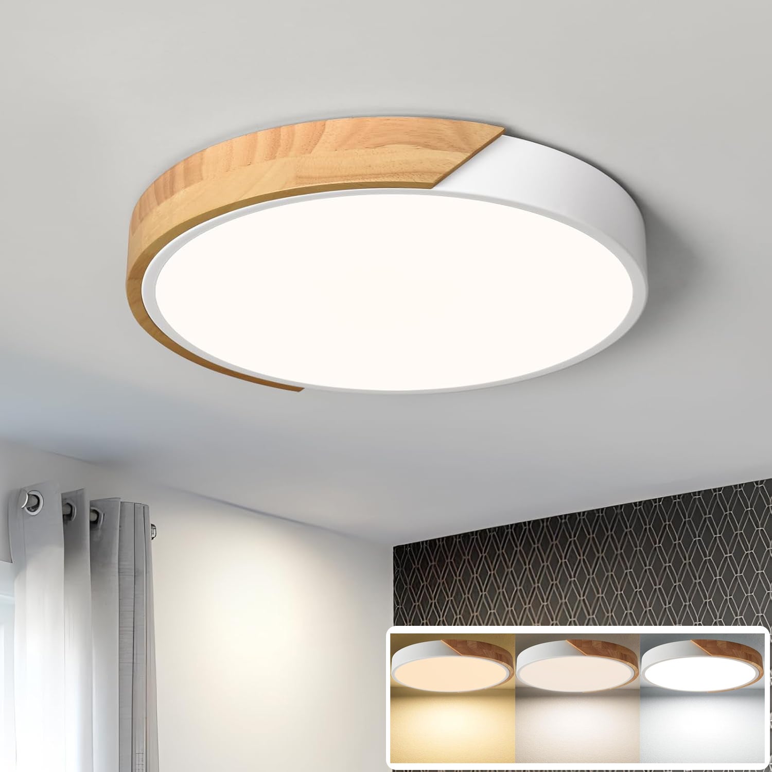 Lampa sufitowa LED 40CM, metalowa lampa sufitowa, nowoczesna lampa sufitowa 36W, białe światła dekoracyjne, 3 temperatury barwowe (3000K~6000K)