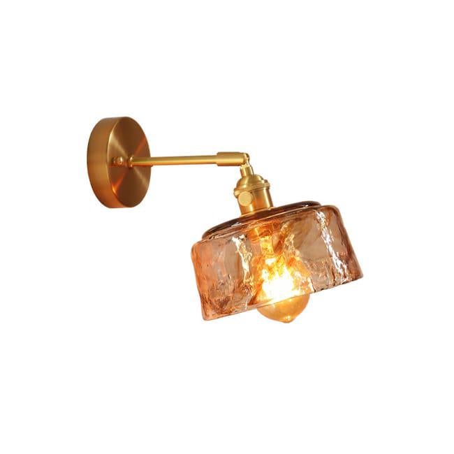 Lampa ze szkła kryształowego, kinkiet ze szkła miedzianego i mosiężnego, lampka nocna E27, złoty kinkiet (żarówka nie jest dołączona) (SKU p