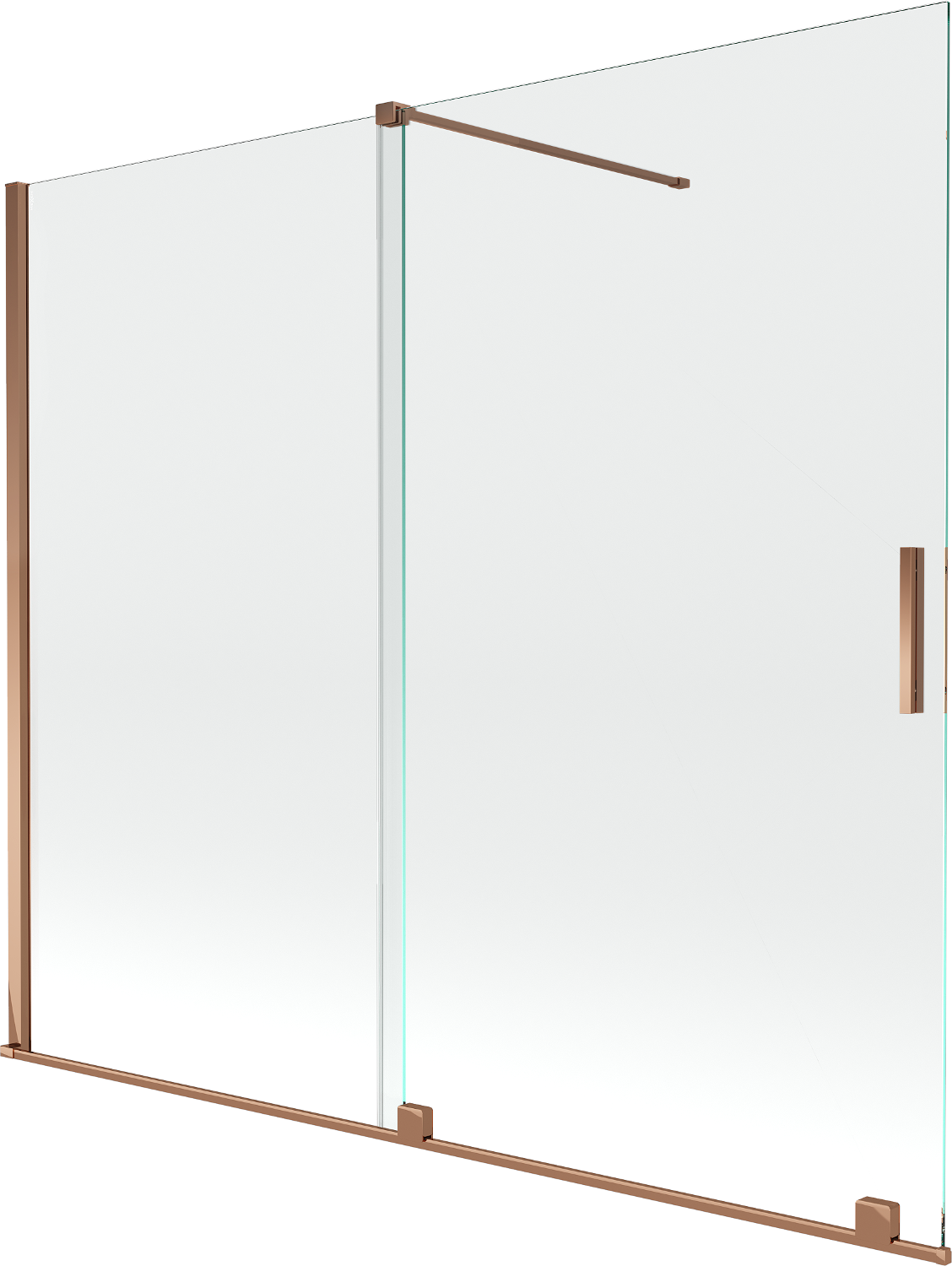Mexen Velar parawan nawannowy 2-skrzydłowy rozsuwany 180 x 150 cm, transparent, różowe złoto - 896-180-000-01-60