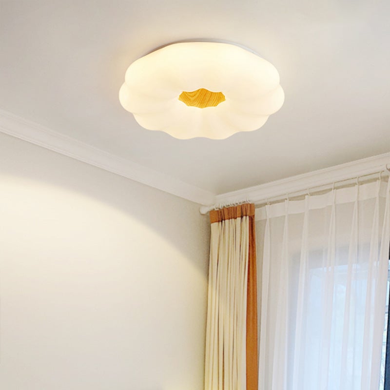Nowoczesna lampa sufitowa LED w kształcie dyni, światło trójkolorowe, prosta lampa sufitowa, lampa do sypialni, średnica 40 cm.