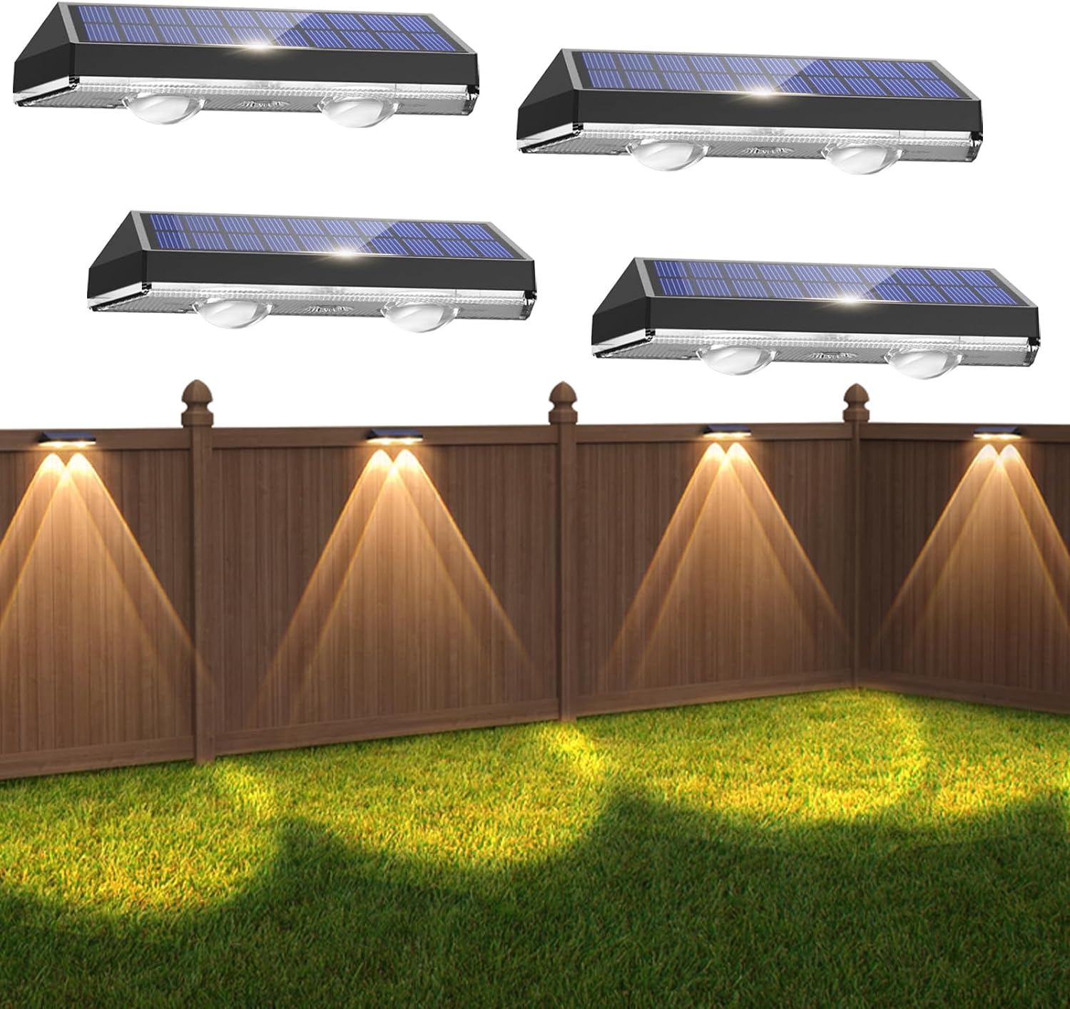 Zestaw 4 lamp Wodoszczelna IP65 - 3 tryby oświetlenia Kinkiet solarny na zewnątrz Lampa ogrodowa LED Oświetlenie ogrodzenia Dekoracja balkonu