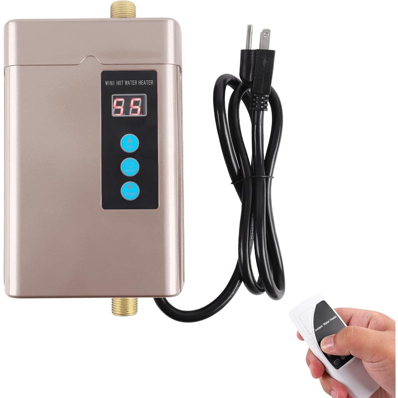 Podgrzewacz wody elektryczny bez zbiornika, 4000 W, przepływowy podgrzewacz wody pod zlewem, odpowiedni do stosowania w kuchni i łazience (złoty)