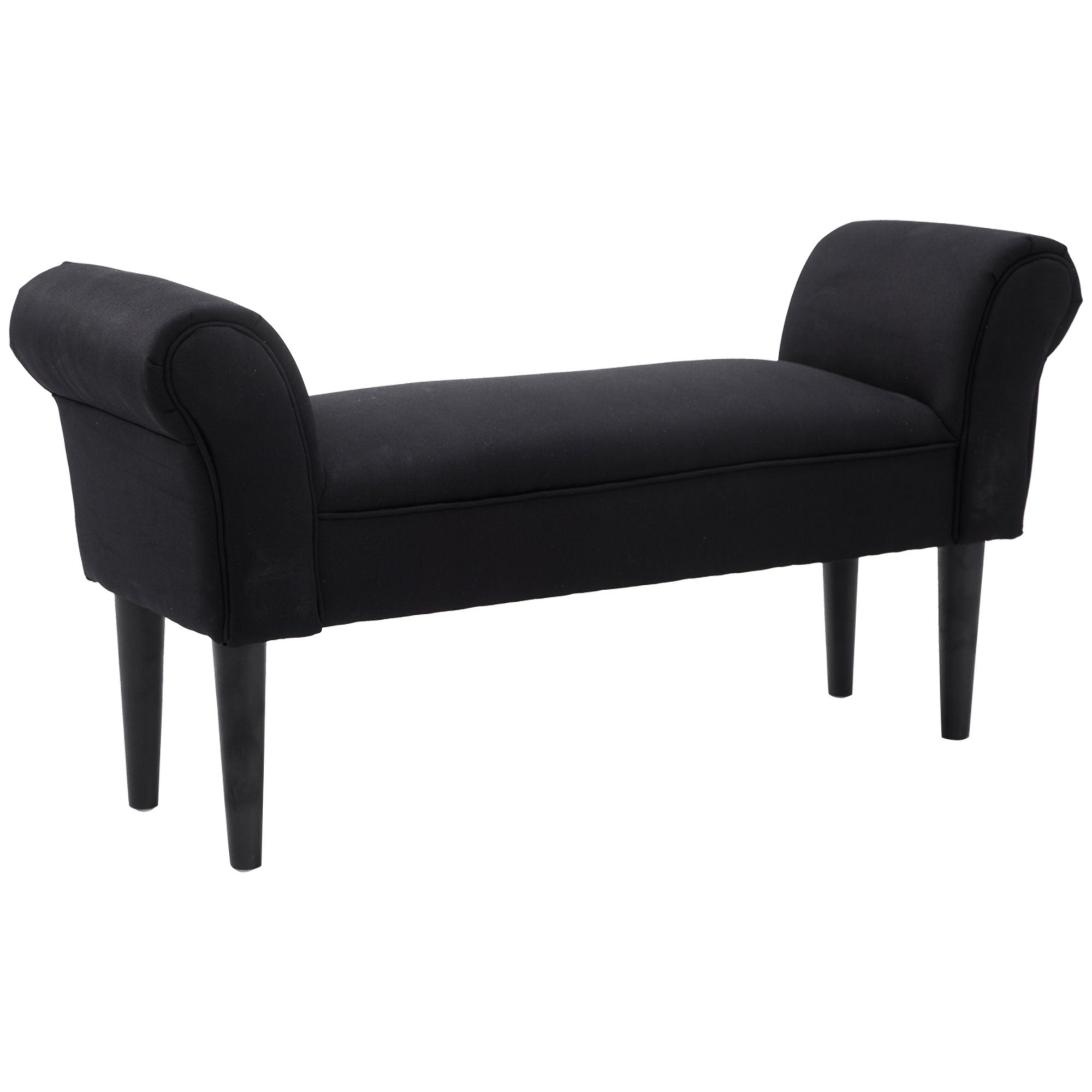 mały rozmiar koniec łóżka bok szezlong sofa siedzisko przy oknie Arm ławka drewniany noga tkanina pokrowiec (czarny)