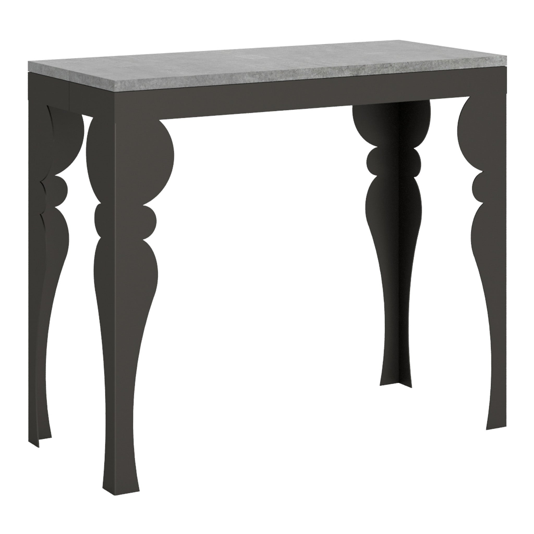 Mesa consola Paxon Evolution Cement de 90x40 cm, extensible hasta 300 cm.