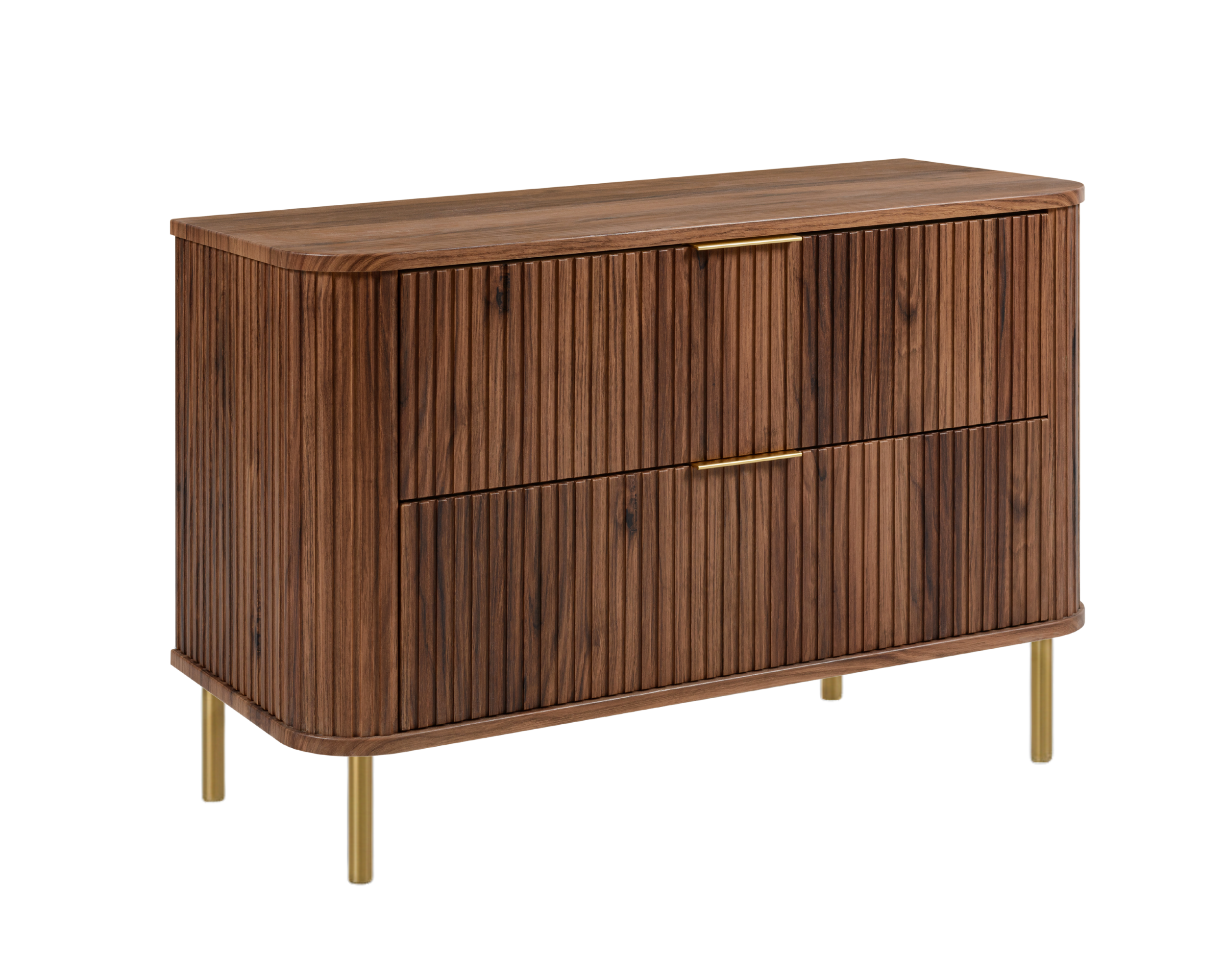 Szafka łazienkowa stojąca z szufladami i metalowymi nóżkami, kolor Dąb-orzech, uchwyt złoty, nóżki złote, 100 x 41,5 x 66,7 cm