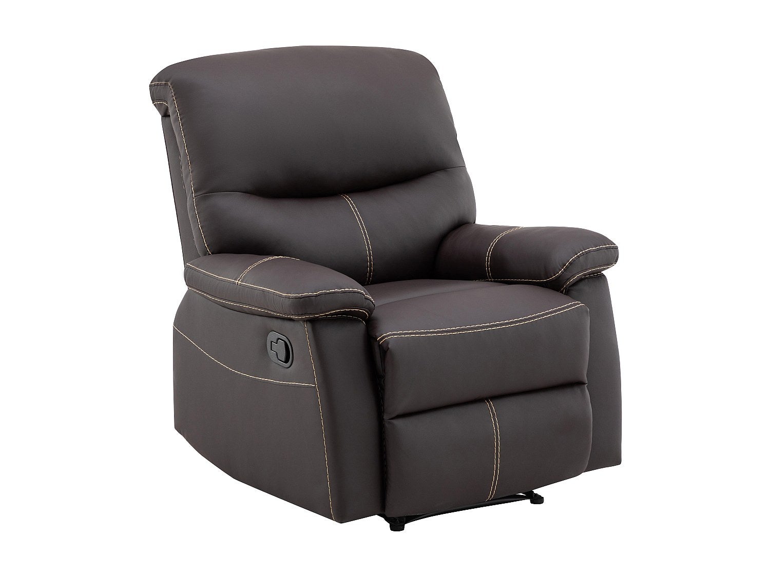 Fotel z funkcją relax z ekoskóry w kolorze brązowym CANBY