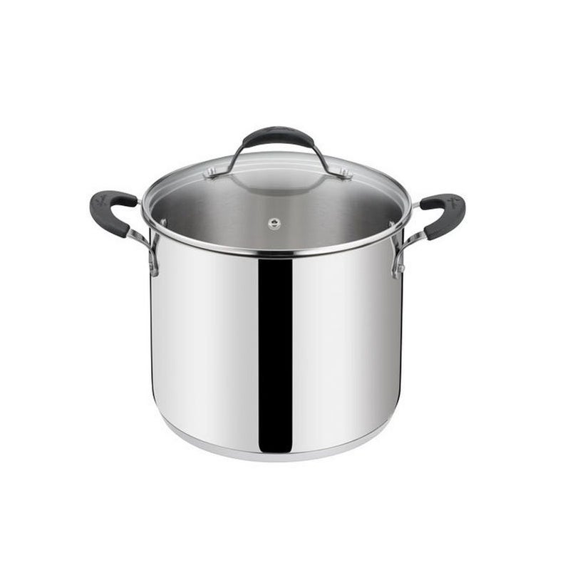Lagostina Tempra Acciaio Pentola e Coperchio, Pentola Ø 24 cm in Acciaio Inox 18/10 + Coperchio in Vetro, con Fondo Lagotherm e Manicature in Silicon