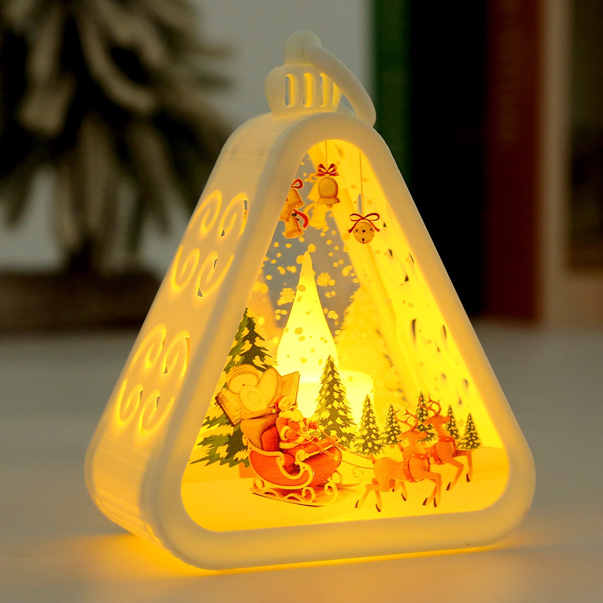 Dekoracje świąteczne, lampki nocne w stylu vintage, ozdoby na biurko - białe - wzór renifera - zestaw 2 sztuk.