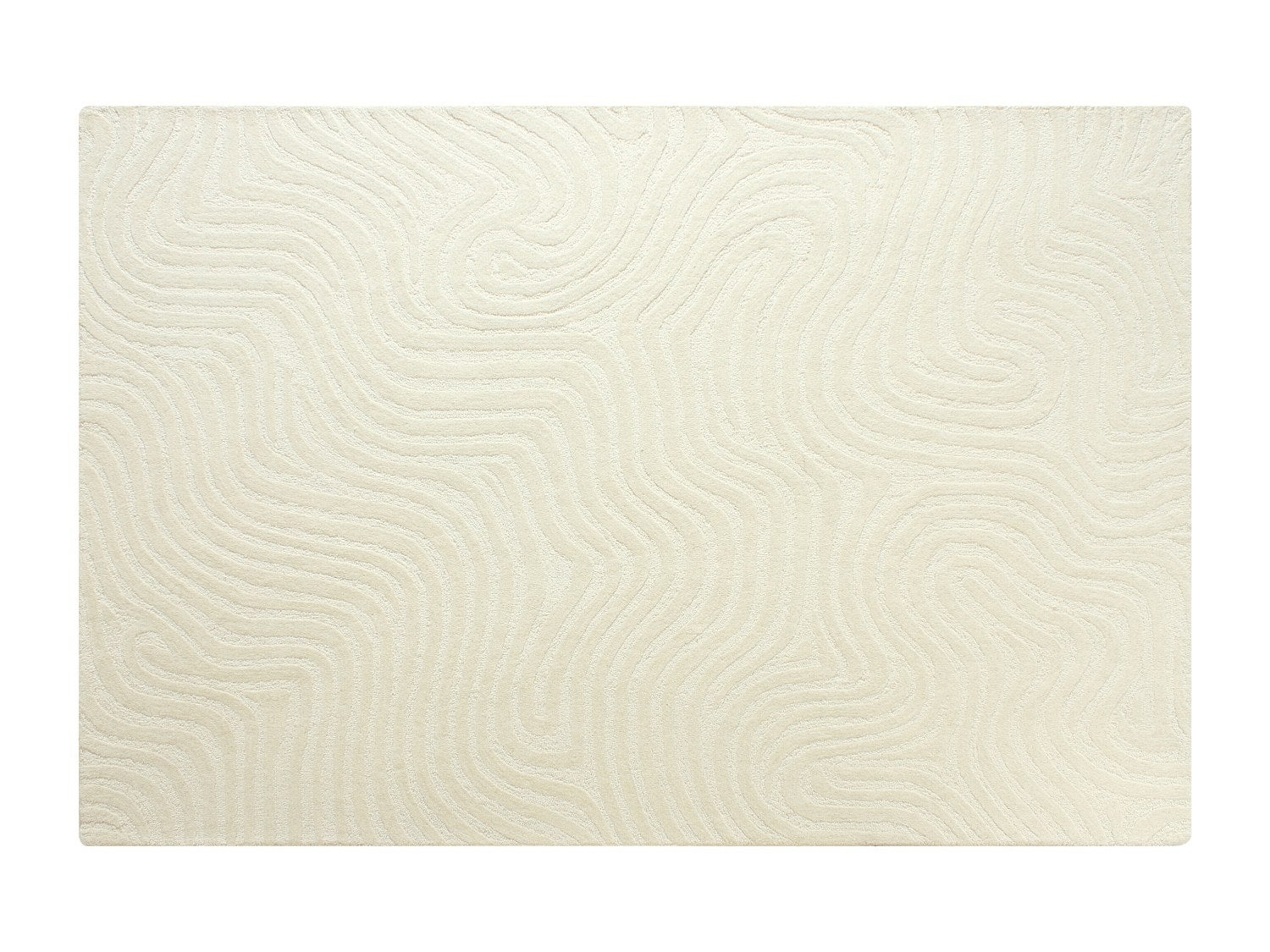 Ręcznie tuftowany dywan reliefowy, 100% wełna – 160 x 230 cm – kolor kość słoniowa – 2100 g/m² – NEORA”