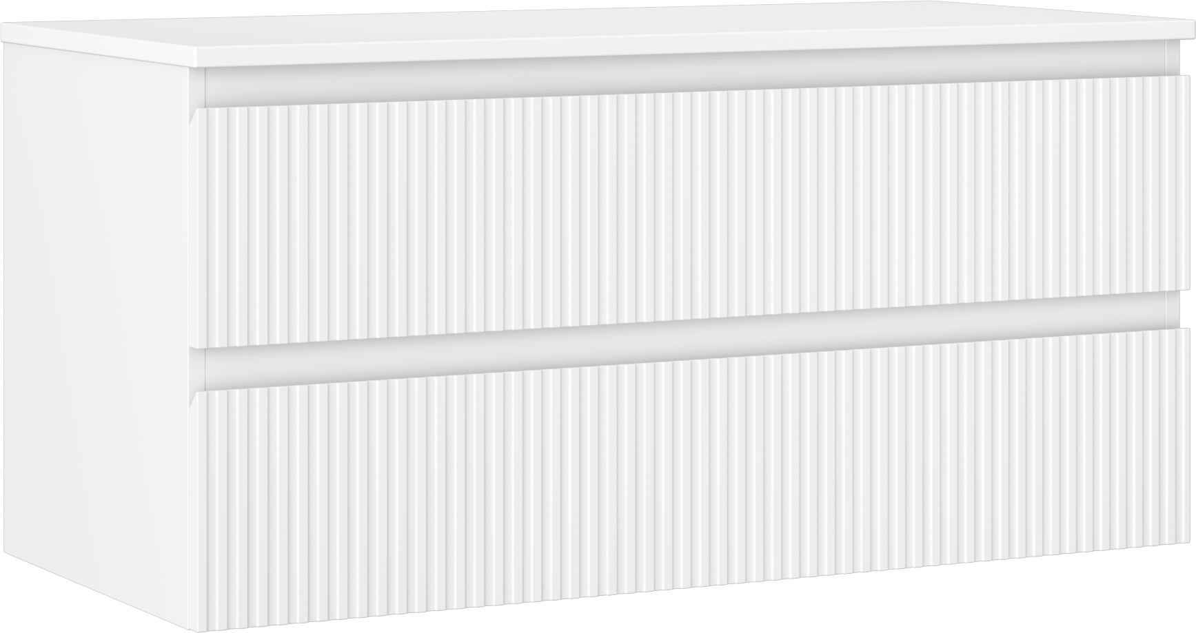 Mexen Rivel szafka łazienkowa podumywalkowa 100 cm z blatem, 2 szuflady, ryflowana , biała mat - 91A20-10047-2-BFFC01