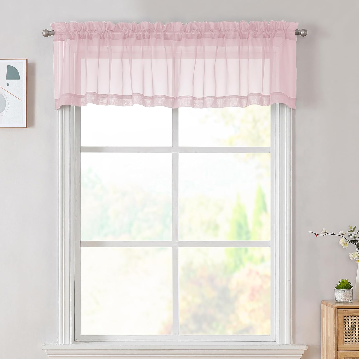Firanki 107×36 cm, idealne do sypialni, salonów i kuchni, eleganckie i lekkie (różowe, 2 sztuki w opakowaniu)