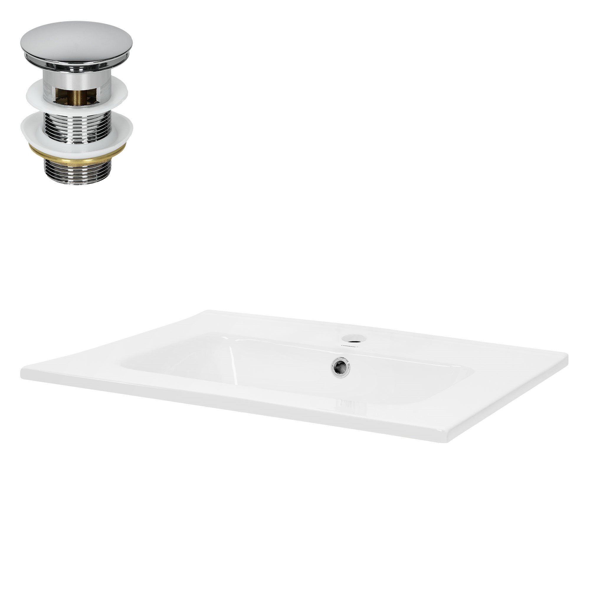 ML-Design Umywalka ceramiczna biala 61 x 16,5 x 46 cm z odplywem i przelewem przeznaczona do montazu na blacie lub w zabudowie miska umywalkowa do