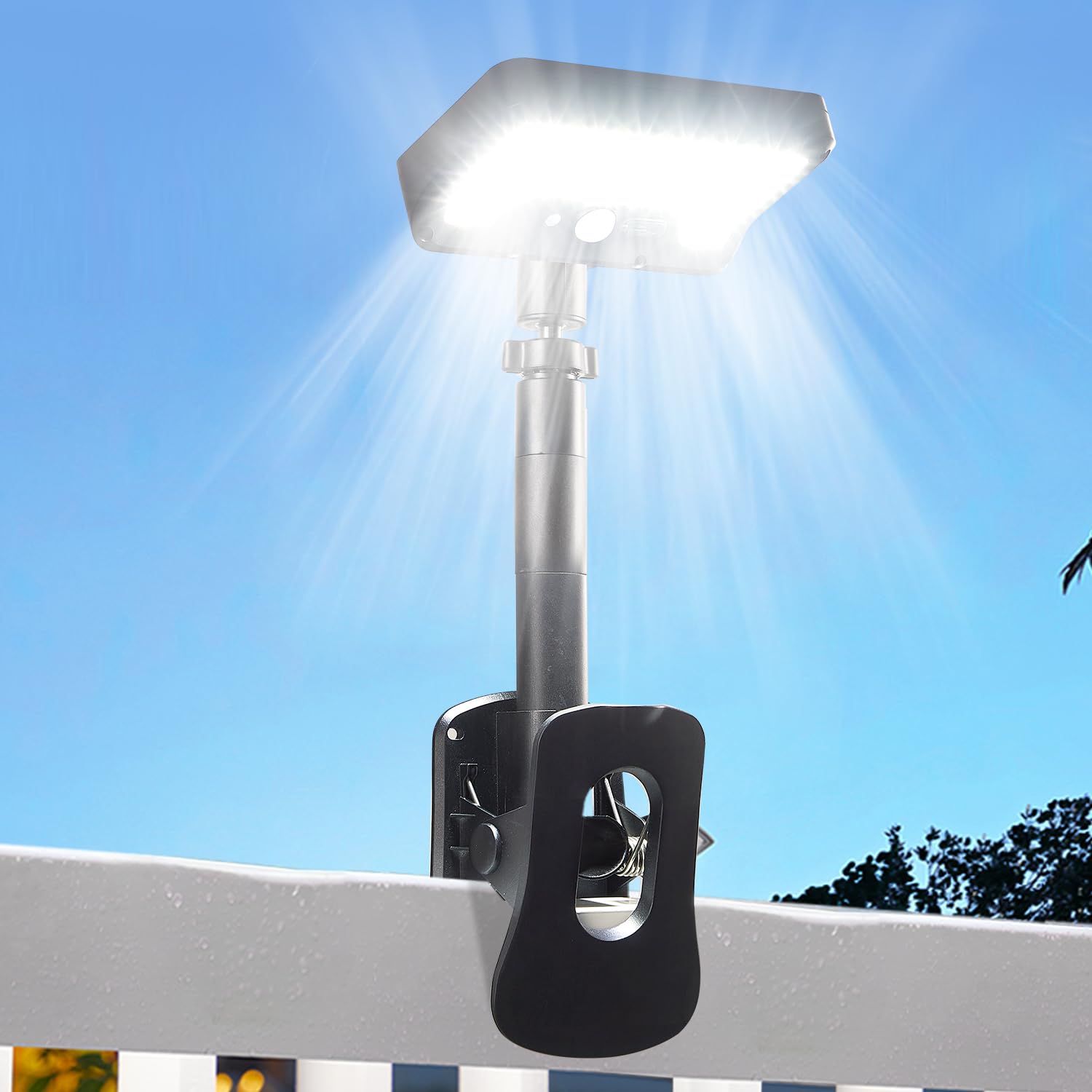 Zasilana energią słoneczną zewnętrzna lampa klipsowa z czujnikiem ruchu diody LED K wodoodporne światło bezpieczeństwa do ogrodzeń i tarasów