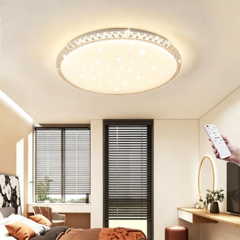 40 cm kryształowa lampa sufitowa LED, 24 W, regulowana temperatura barwowa i jasność, z pilotem, jednowarstwowa, okrągła.