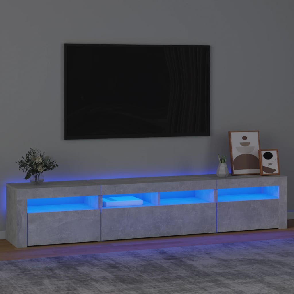 Szafka pod TV z oświetleniem LED, szarość betonu, 210x35x40 cm vidaXL