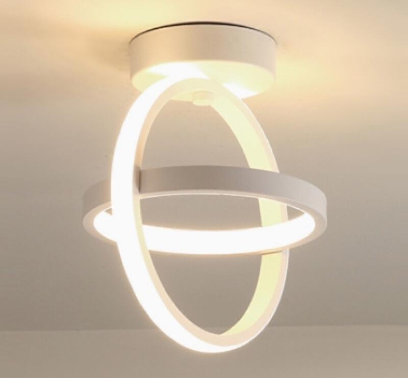 Nowoczesna lampa sufitowa LED – Kreatywny design z podwójnym pierścieniem – Biała, odpowiednia do korytarzy, salonów, sypialni, kuchni i biur (światł