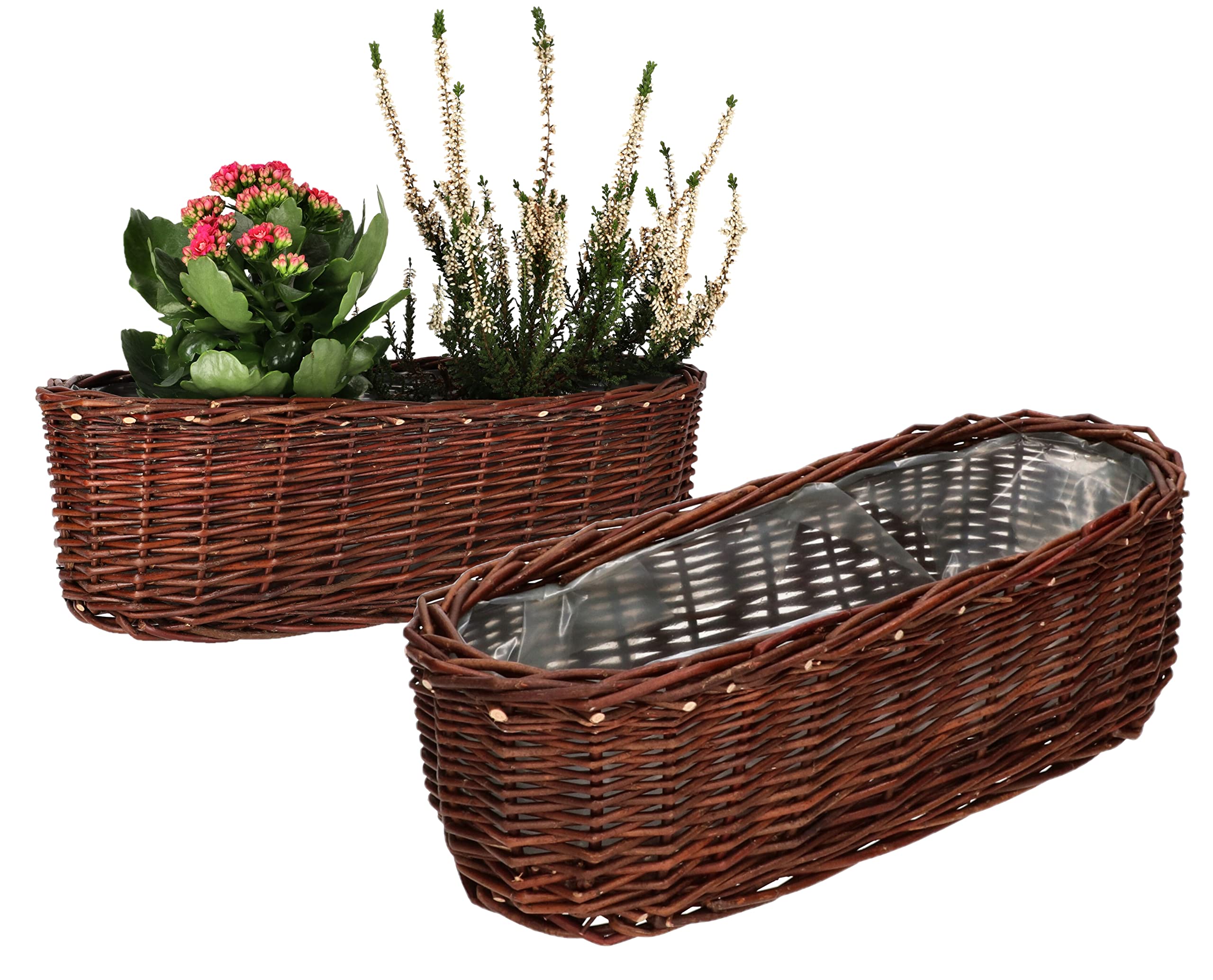 Zestaw 2 doniczki osłonki wiklinowe koszyk na kwiaty - 40 cm - KOTARBAU