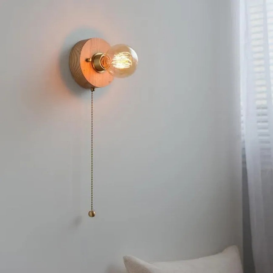 Czarny drewniany kinkiet w stylu vintage z łańcuszkiem oświetlenie ścienne korytarza antyczna lampa ścienna sypialni przy łóżku kuchni salonu pokoju