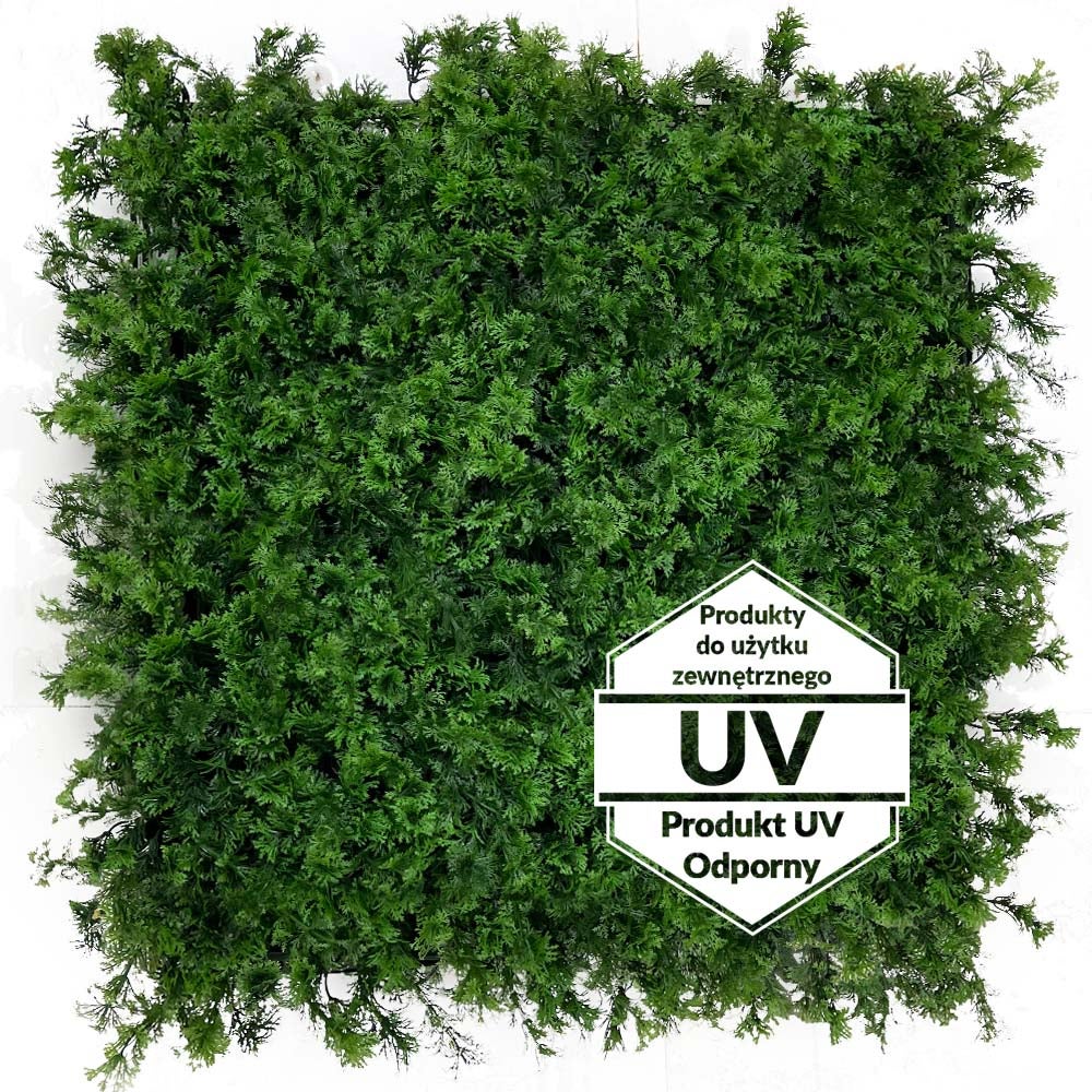 Sztuczna zielona ściana z roślin, panel ścienny, sztuczna roślina, mata Skrzydlik UV 50x50cm