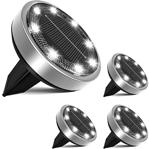 Lampa solarna, lampa gruntowa LED, oświetlenie ogrodowe, 8 diod LED, wodoodporna, [zimne białe światło], opakowanie 4 szt.
