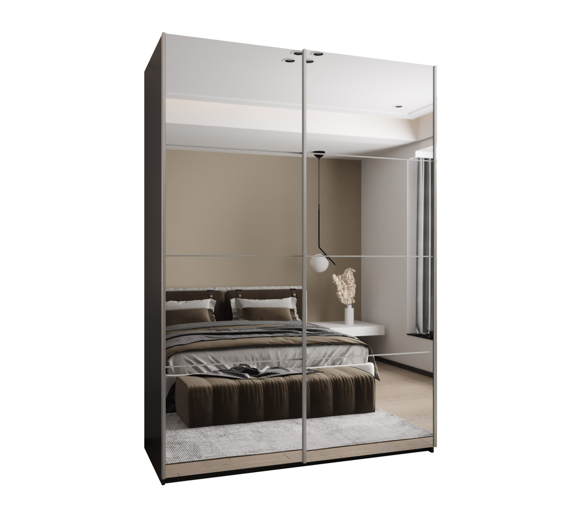 Szafa przesuwna wysoka Lux 2 180 x 64 x 245,5 cm czarny + biały + u. srebrny - Abiks Meble