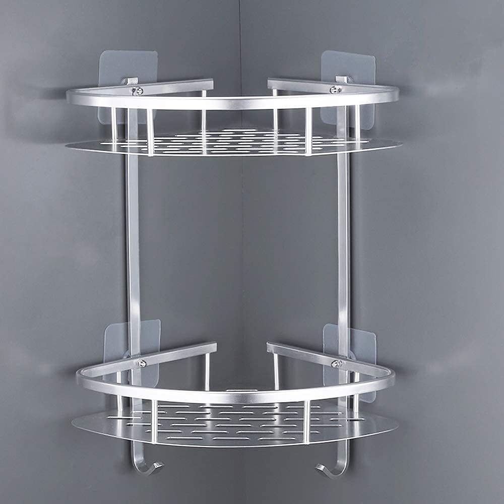 Półka narożna bez wiercenia, półka prysznicowa, półka łazienkowa - nierdzewne aluminium, przechowywanie, organizer, 2 półki na szampon i mydło