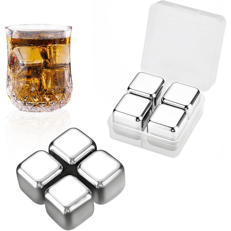 Kostki lodu do whisky ze stali nierdzewnej, kostki lodu wielokrotnego użytku, mrożone metalowe kostki lodu, zestaw kostek lodu do whisky z kamieniem i