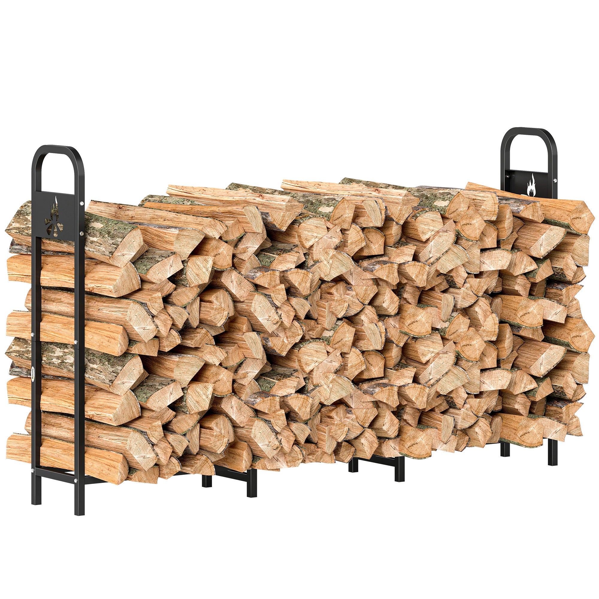 6.5 FT stal drewno opałowe Log Rack z 300 kg pojemność, wzmocniony wewnątrz i na zewnątrz kominek drewno przechowywanie półka, Stojak na